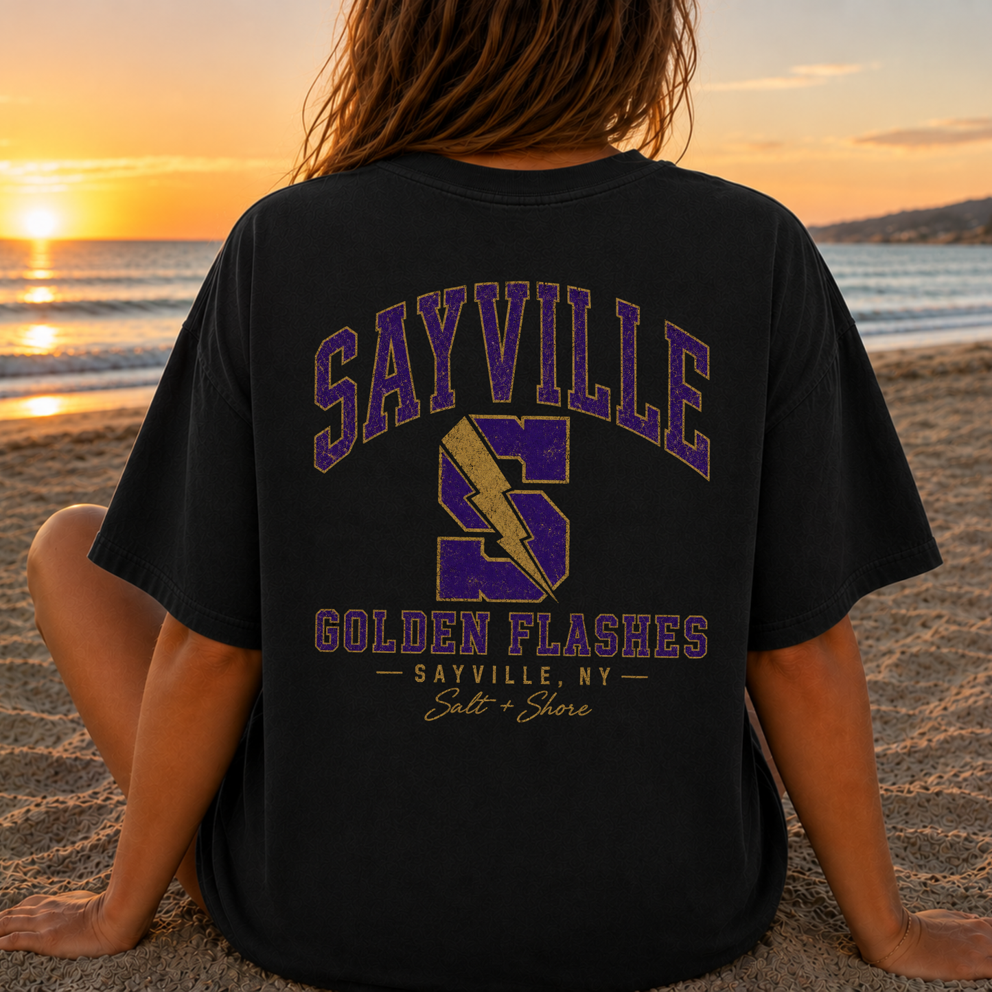 Sayville Varsity – Premium Garment-Dyed – Washed Black | Sayville Cheer | Salt + Shore
