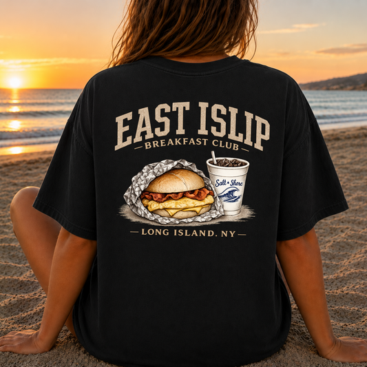 East Islip Breakfast Club – Premium Garment-Dyed – Washed Black | East Islip | Salt + Shore