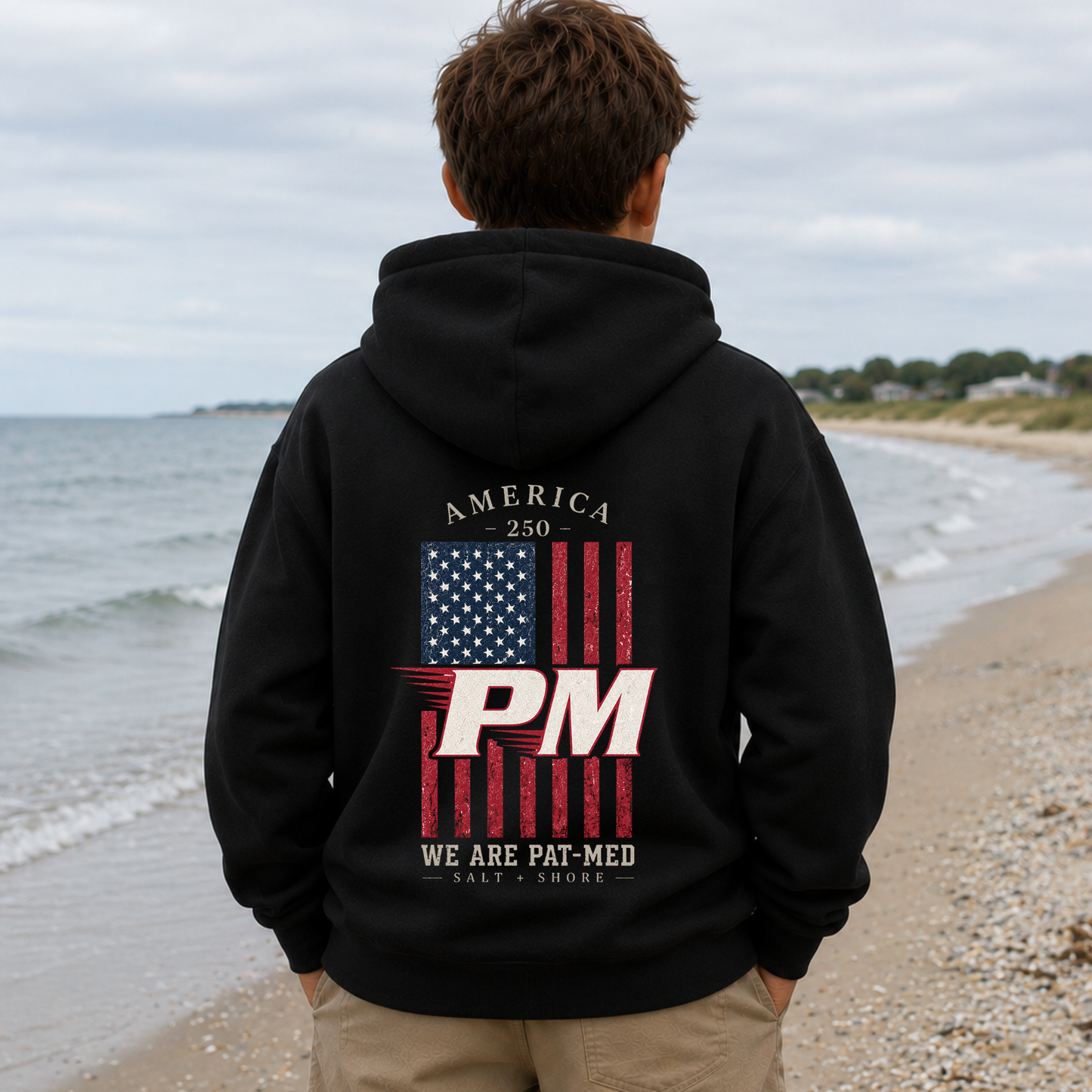 America 250: We Are Pat-Med – YOUTH – Classic Cotton – Black | PM Cheer | Salt + Shore