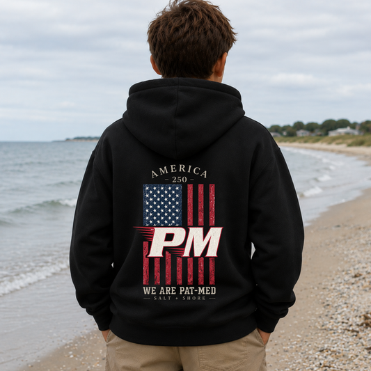 America 250: We Are Pat-Med – YOUTH – Classic Cotton – Black | PM Cheer | Salt + Shore
