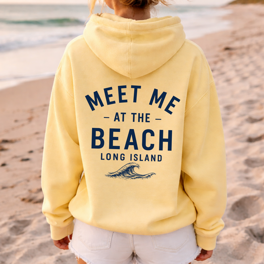 Meet Me at the Beach Varsity – Premium Garment-Dyed – Sunwashed Butter | Salt + Shore