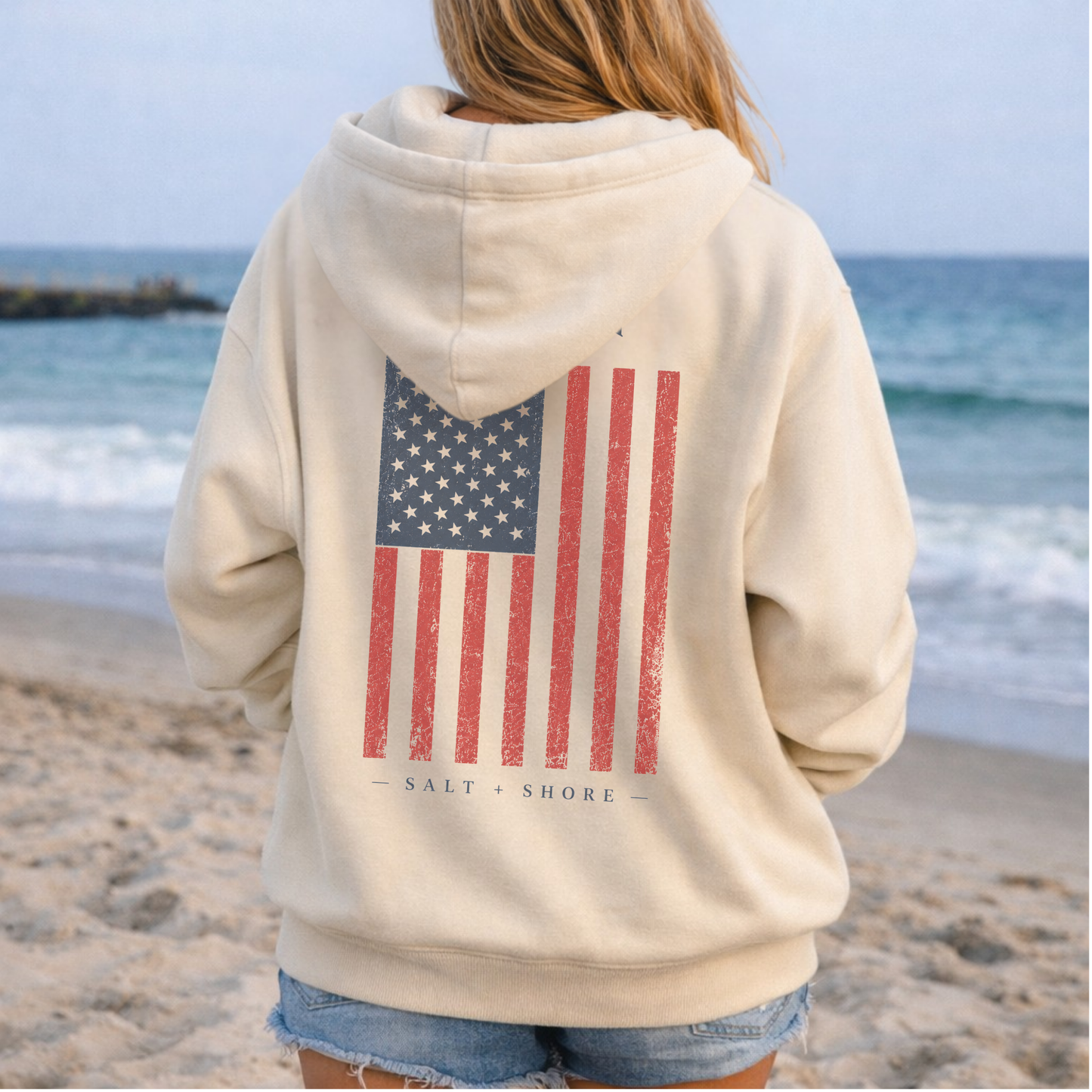 Long Island USA Zip Up Hoodie – Premium Garment-Dyed – Bone | Salt + Shore