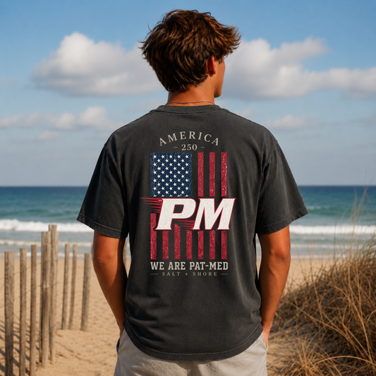 America 250: We Are Pat-Med – Premium Garment-Dyed – Washed Black | PM Cheer | Salt + Shore