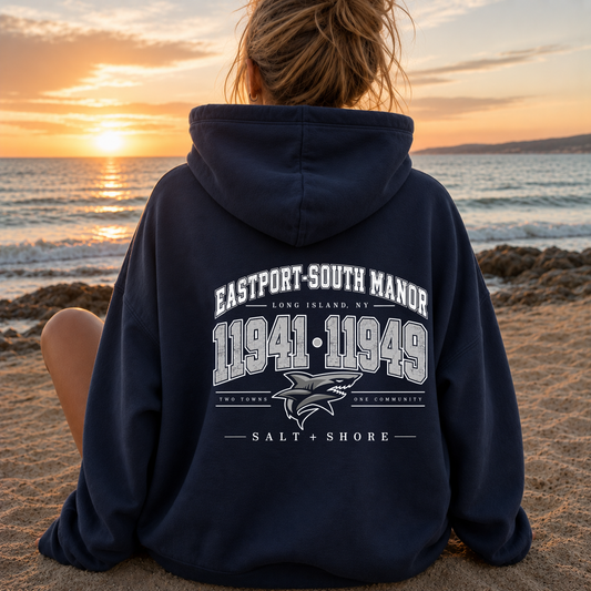 ESM: Two Towns – Classic Cotton – Navy | ESM Sharks | Salt + Shore