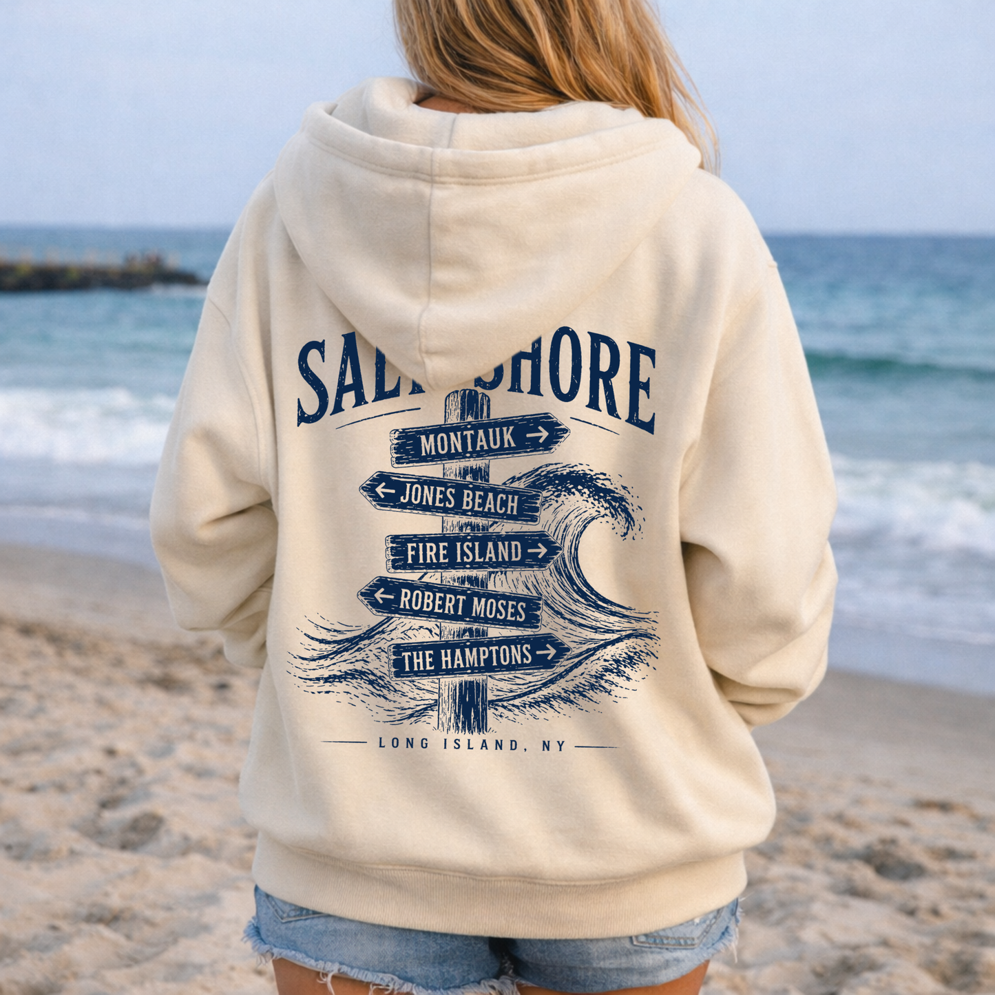 Long Island Wayfinder Zip Up Hoodie – Premium Garment-Dyed – Bone | Salt + Shore
