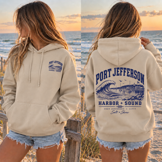 Port Jefferson Harbor + Sound – Classic Cotton – Sand | Port Jeff | Salt + Shore