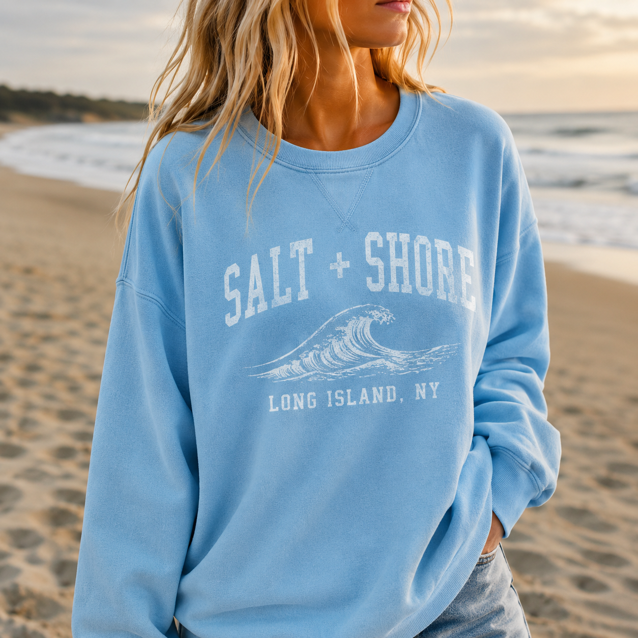 S+S Coastal Collegiate – Premium Vintage Wash - Coastal Sky | Salt + Shore
