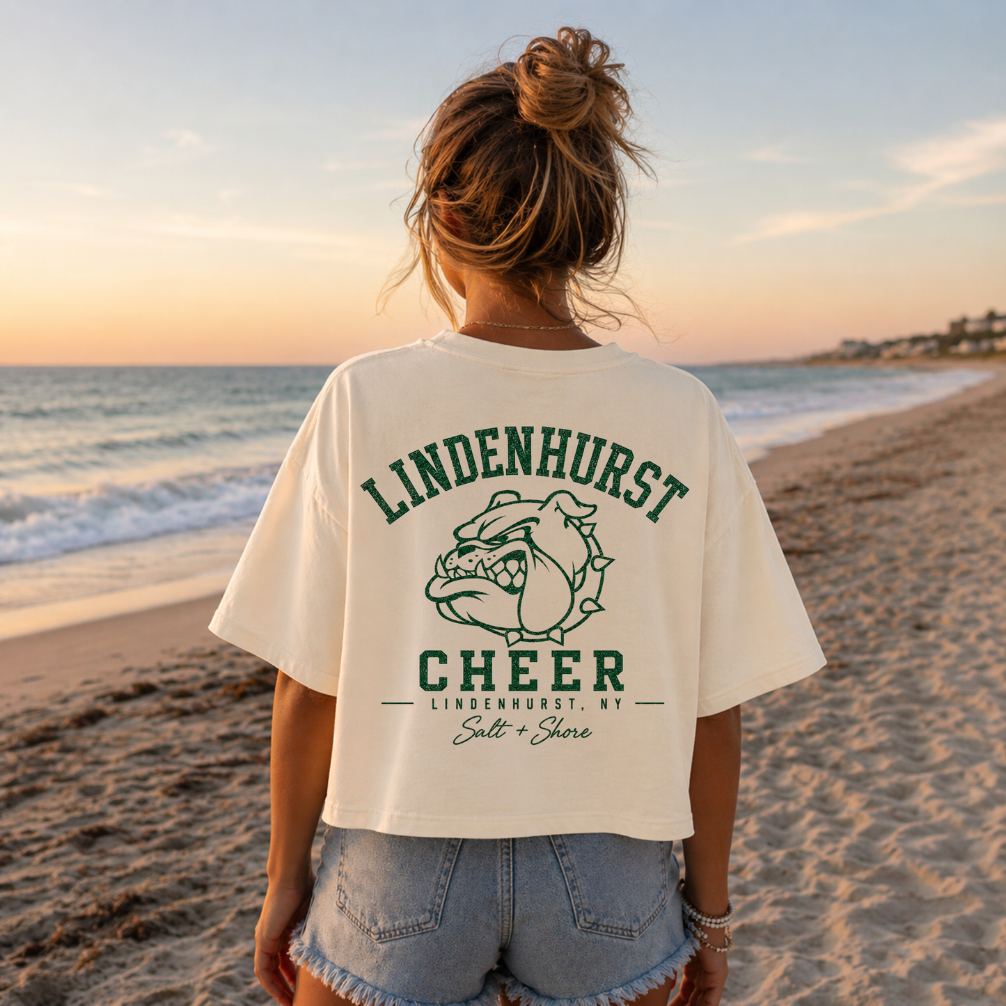 Lindenhurst Bulldogs Cheer – Premium Garment-Dyed – Bone | Lindenhurst Cheer | Salt + Shore
