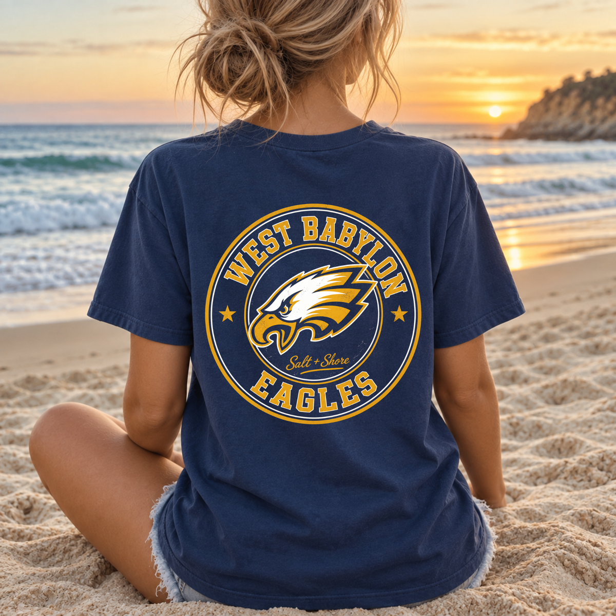 Eagles Heritage – Premium Garment-Dyed – Washed Navy | West Babylon Cheer | Salt + Shore