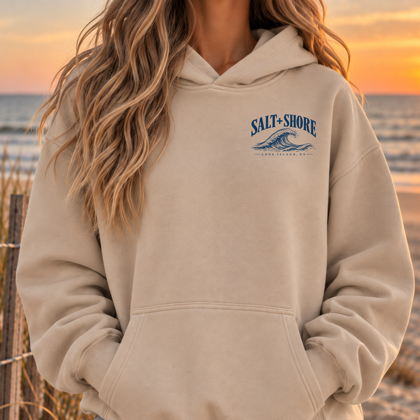 The Long Island Coastline Hoodie  – Premium Garment-Dyed – Sea Oat | Salt + Shore