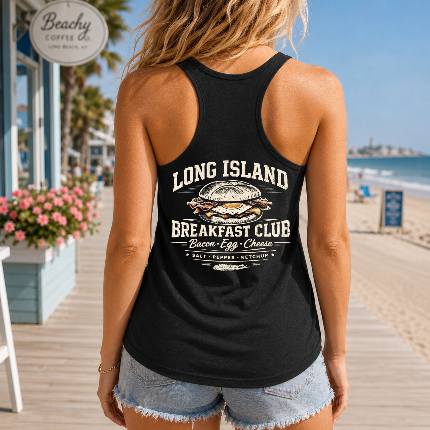 The Long Island Breakfast Club Women’s Racerback Tank Top – Black | Salt + Shore