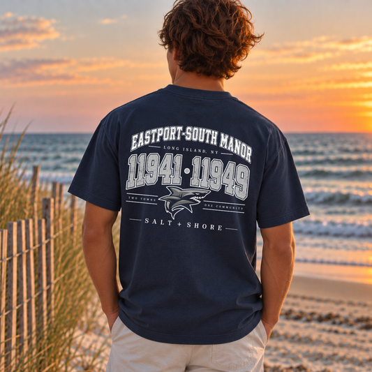 ESM: Two Towns - Premium Garment-Dyed – Washed Navy | ESM Sharks | Salt + Shore