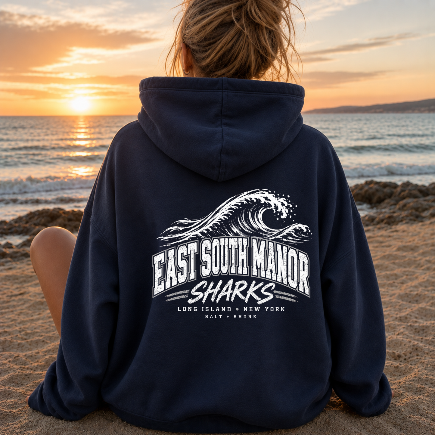 ESM: Shark Break – Classic Cotton – Navy | ESM Sharks | Salt + Shore