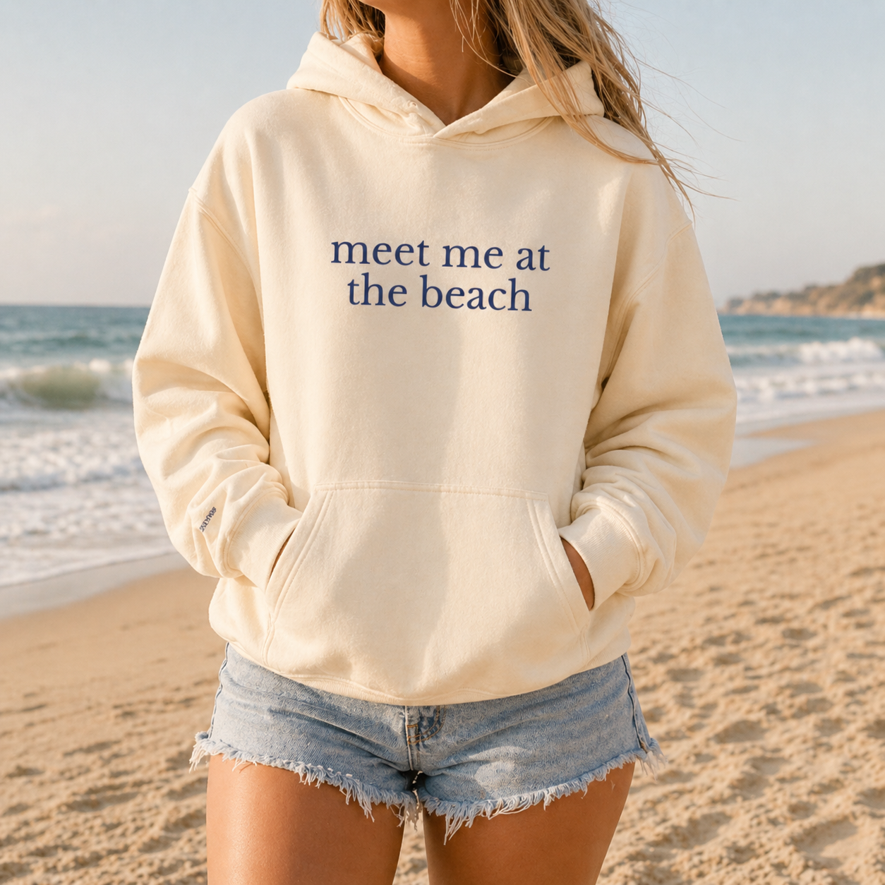 Embroidered Meet Me at the Beach – Premium Garment-Dyed – Bone | Salt + Shore