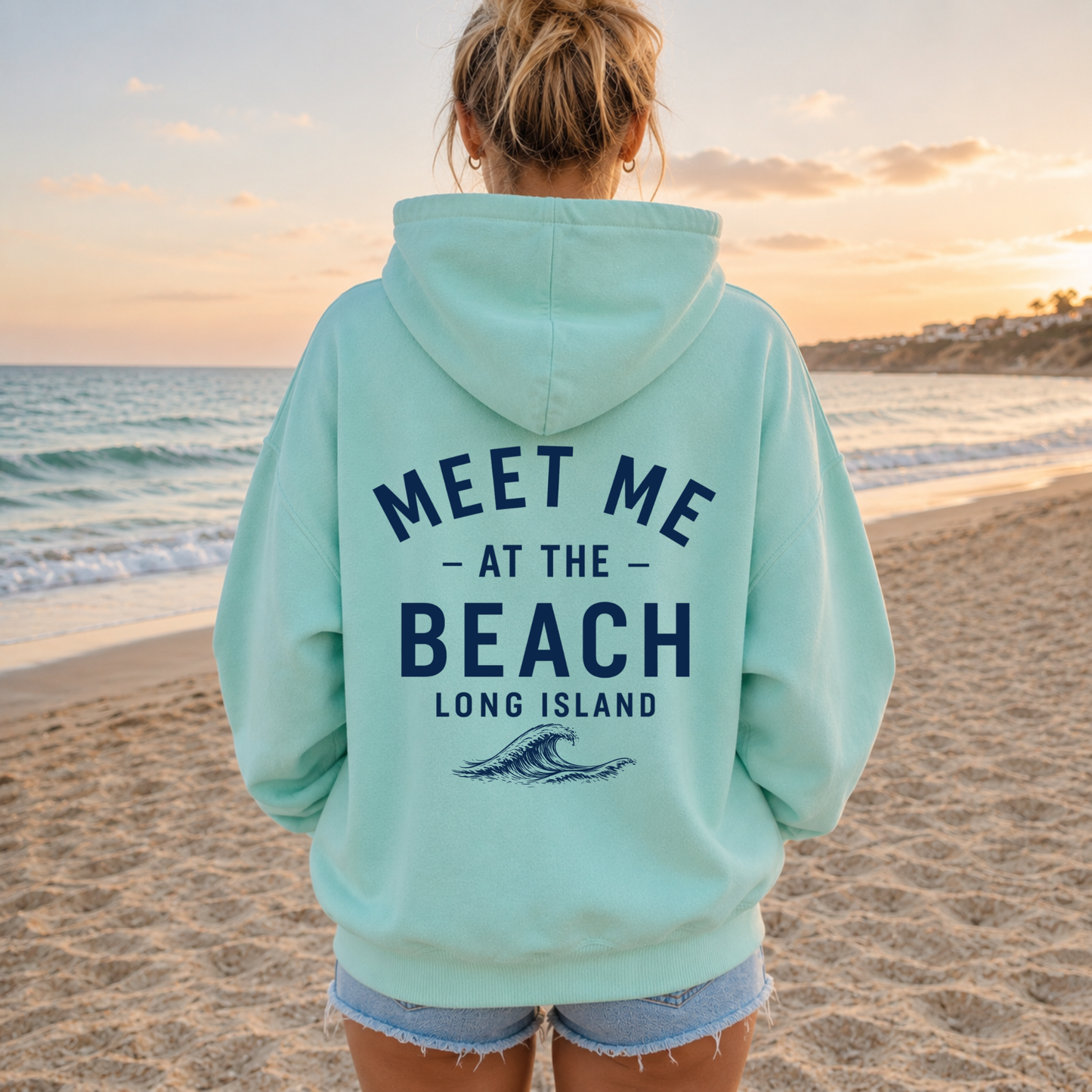 Meet Me at the Beach Varsity – Premium Garment-Dyed – Coastal Mint | Salt + Shore