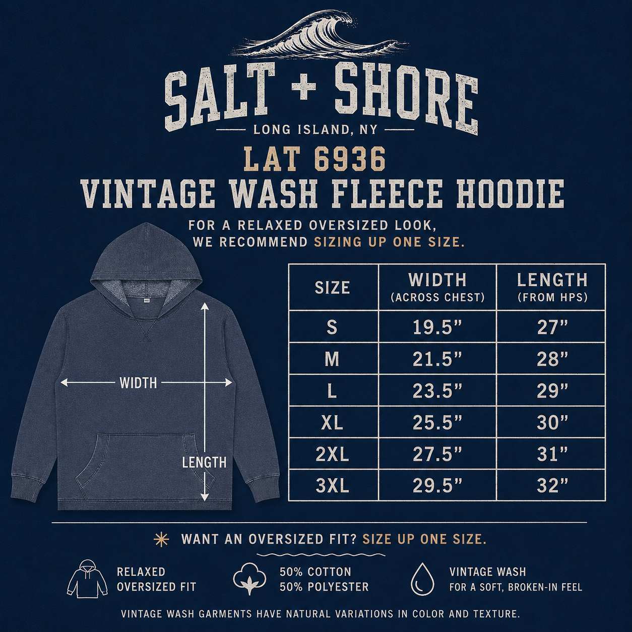 S+S Coastal Collegiate – Premium Vintage Wash - Coastal Sky | Salt + Shore