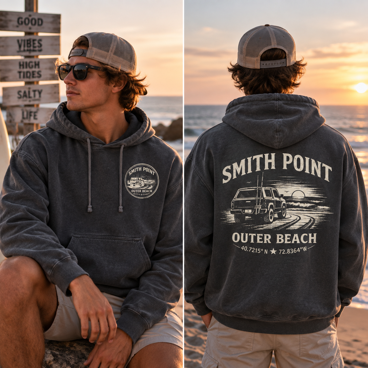 Smith Point Outer Beach – Premium Garment-Dyed – Washed Charcoal | Salt + Shore