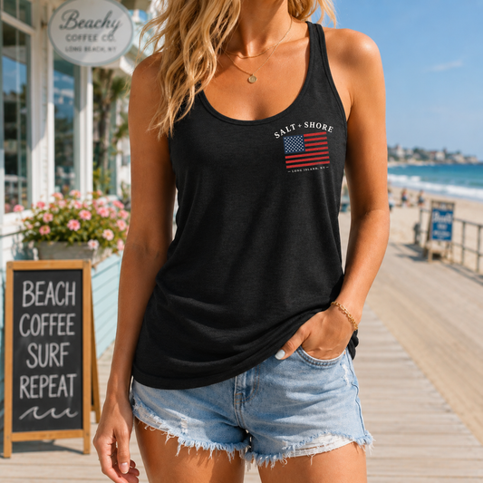 Long Island USA Women’s Racerback Tank Top – Black | Salt + Shore