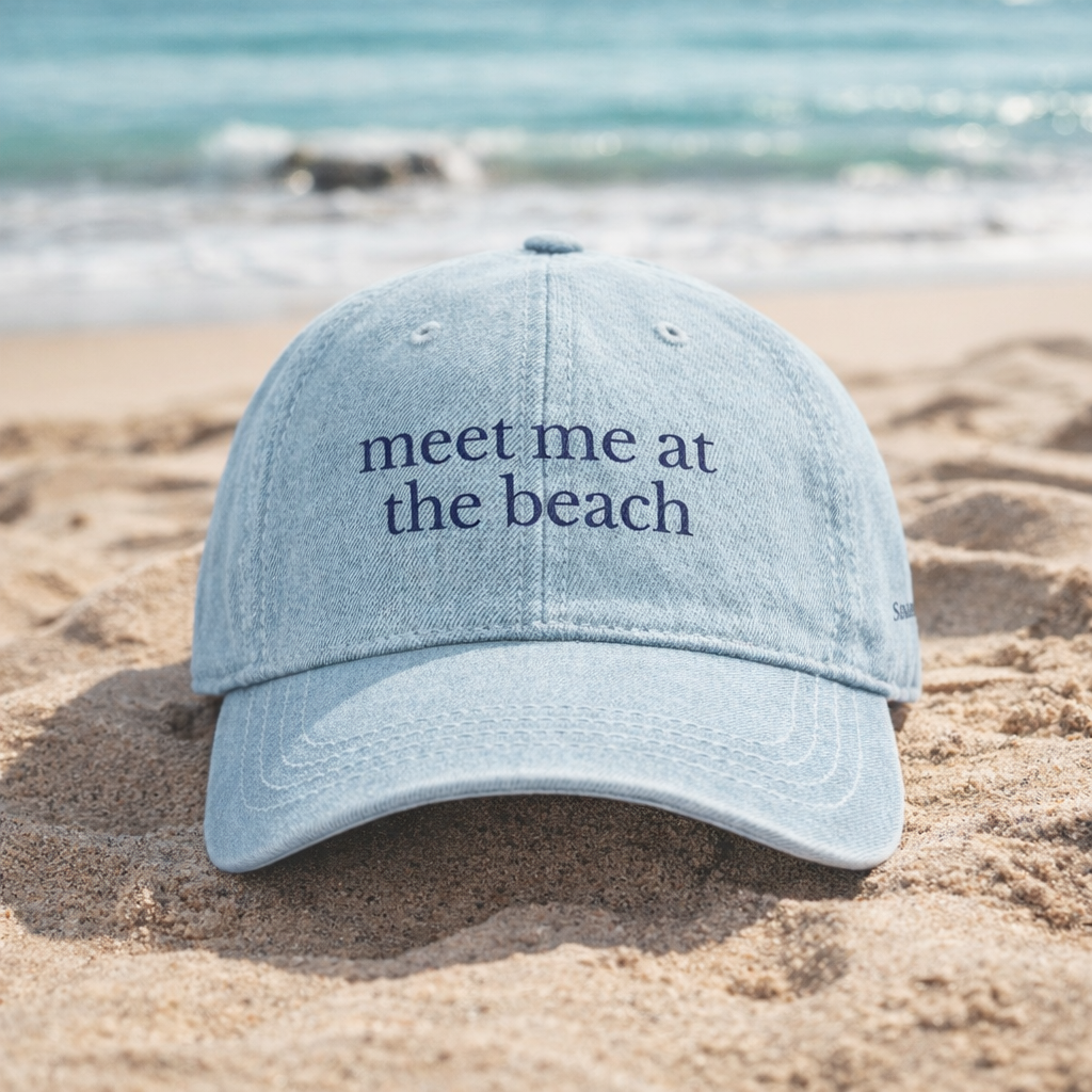Meet Me at the Beach Embroidered Denim Dad Hat | Salt + Shore