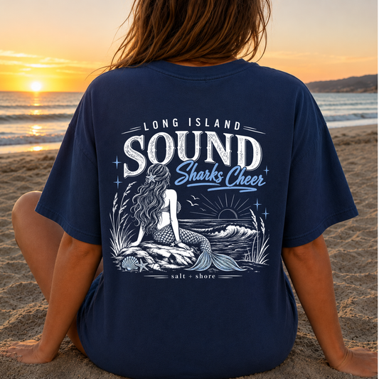 Sharks Cheer: Mermaid Spirit – Premium Garment-Dyed – Washed Navy | Sharks Cheer | Salt + Shore