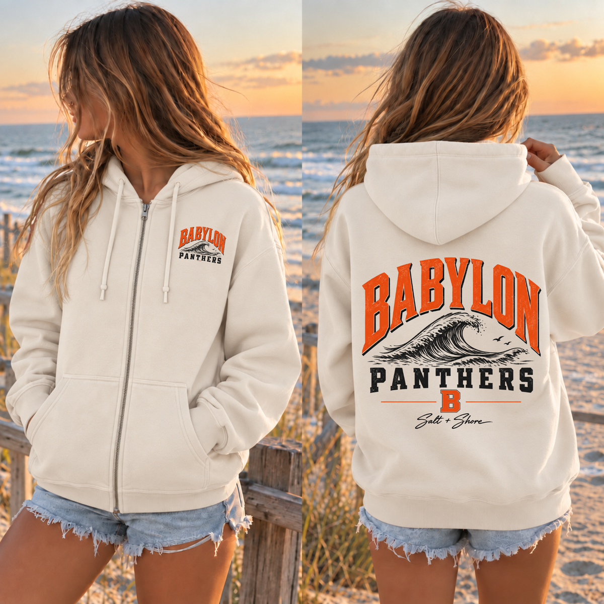 Babylon High Tide Full Zip Up Hoodie – Premium Garment-Dyed – Bone | Babylon | Salt + Shore