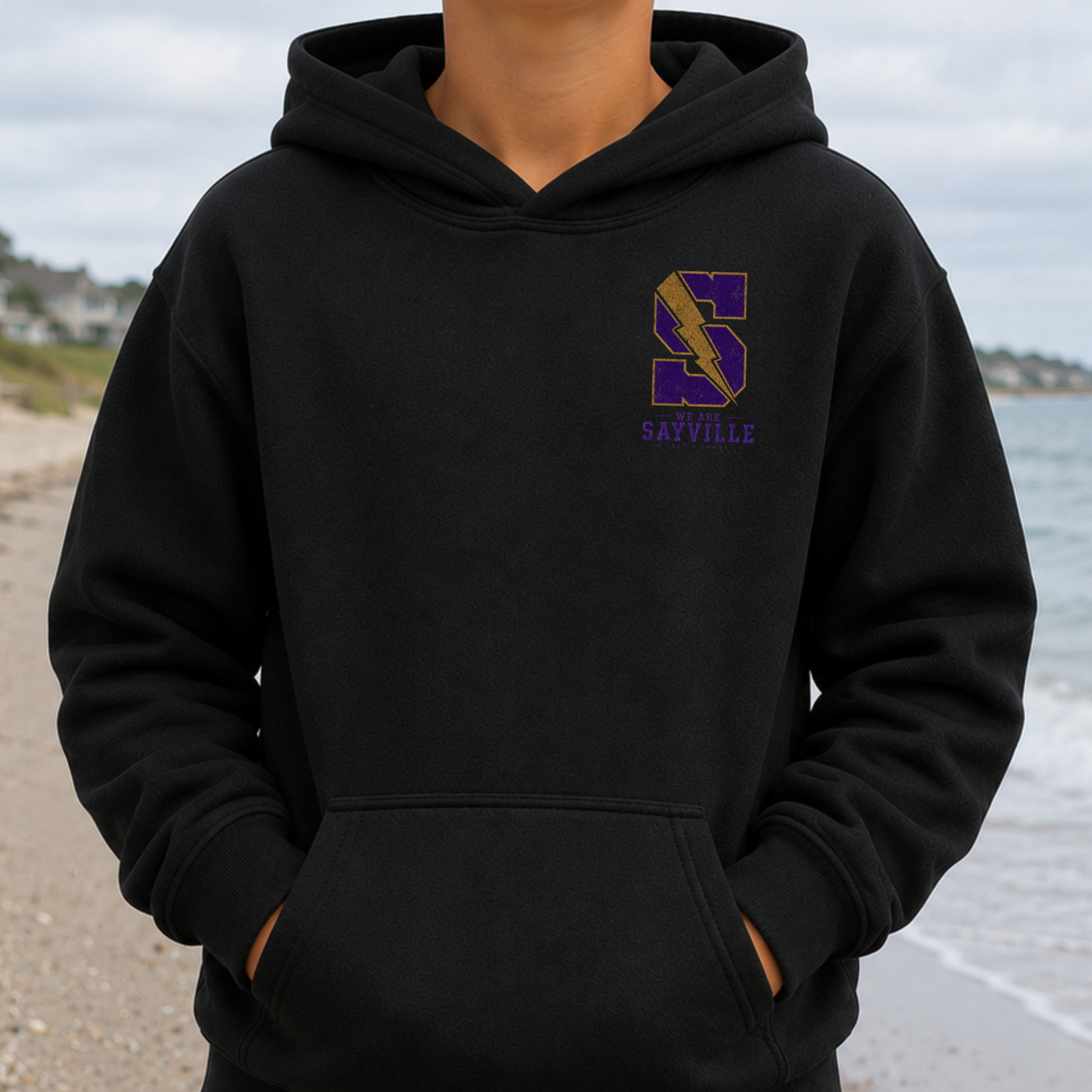 America 250: We Are Sayville – YOUTH – Classic Cotton – Black | Sayville Cheer | Salt + Shore