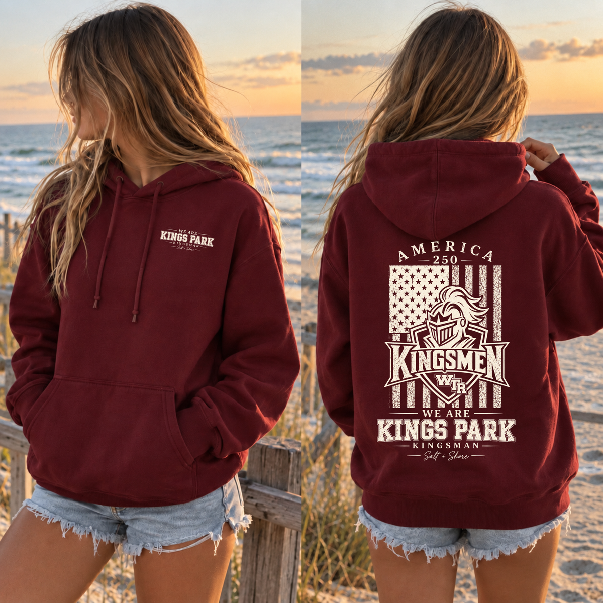 America 250: We Are Kings Park – Classic Cotton – Harbor Maroon | Kings Park | Salt + Shore