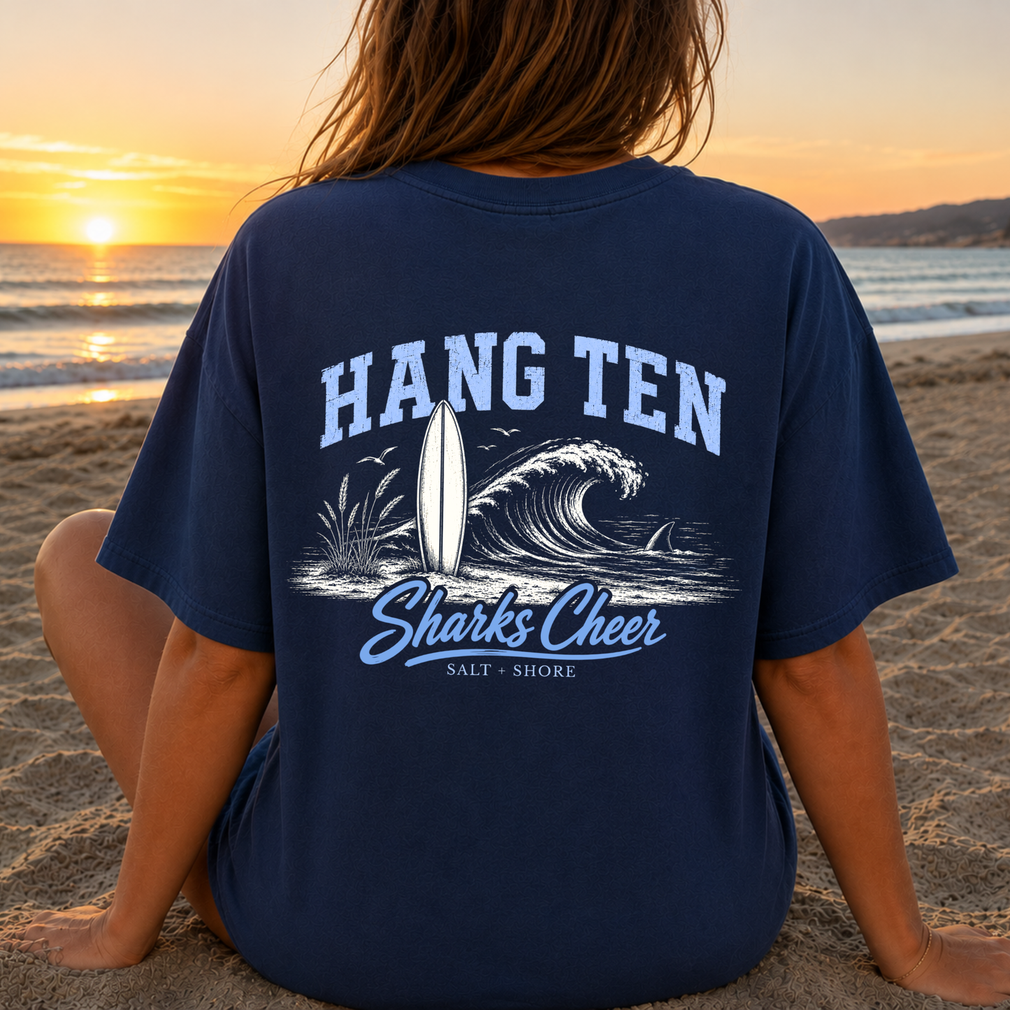 Sharks Cheer: Hang Ten – Premium Garment-Dyed – Washed Navy | Sharks Cheer | Salt + Shore