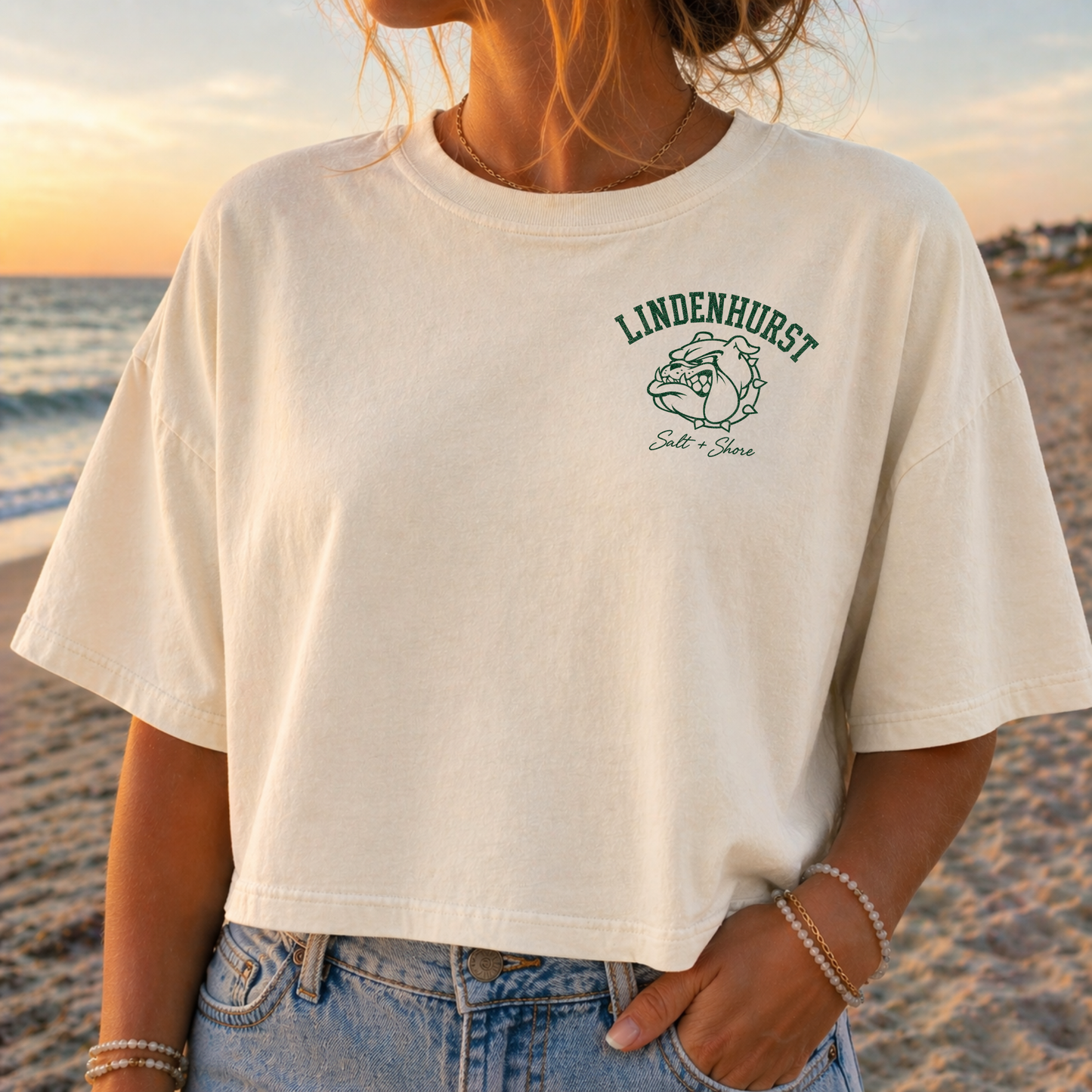 Lindenhurst Bulldogs Heritage – Premium Garment-Dyed – Bone | Lindenhurst Cheer | Salt + Shore