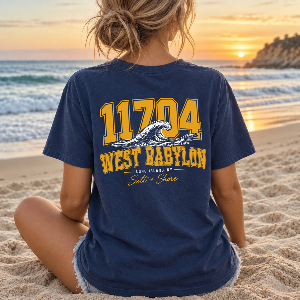 11704 Tide – Premium Garment-Dyed – Washed Navy | West Babylon Cheer | Salt + Shore