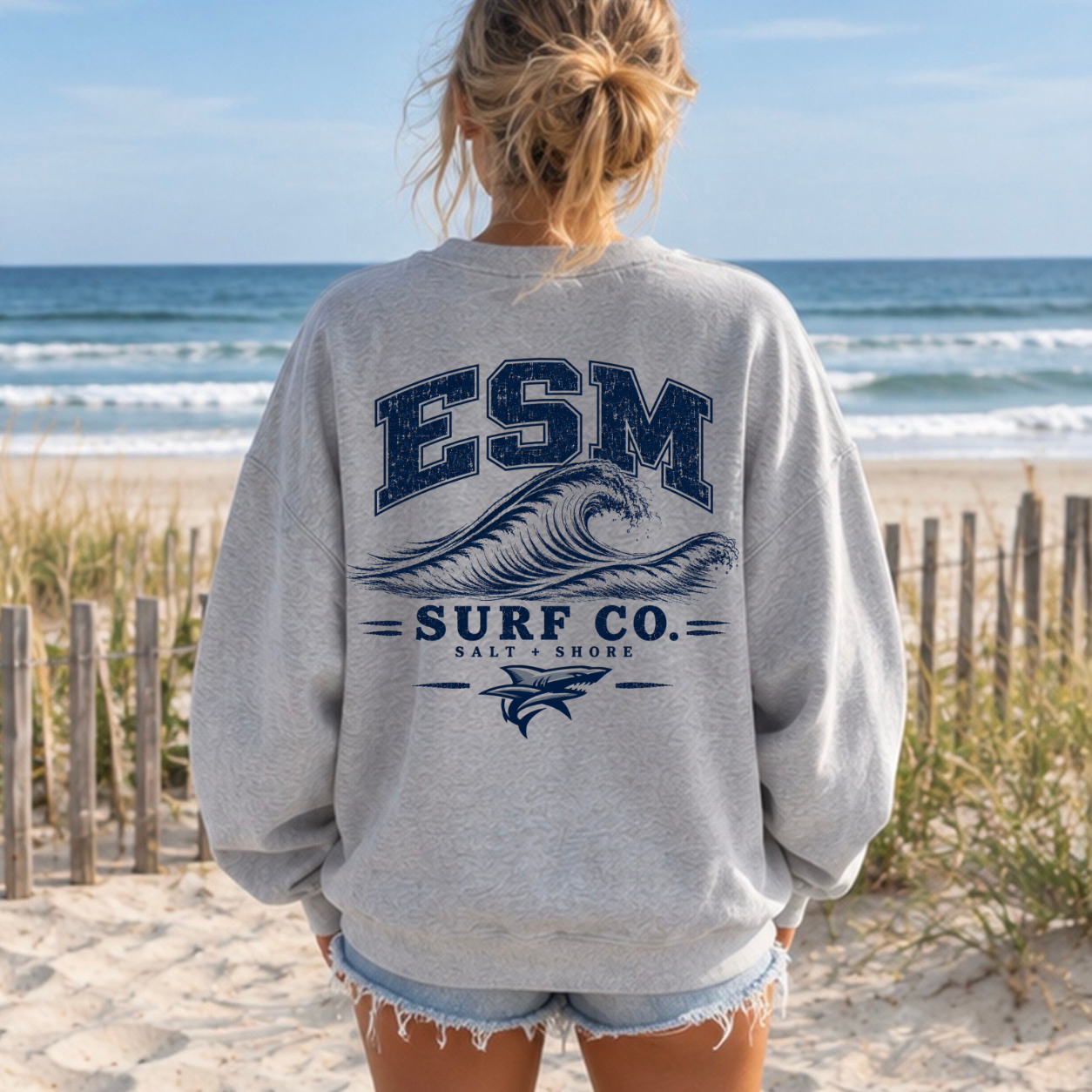 ESM Surf Co. - Classic Cotton – Athletic Gray | ESM Sharks | Salt + Shore