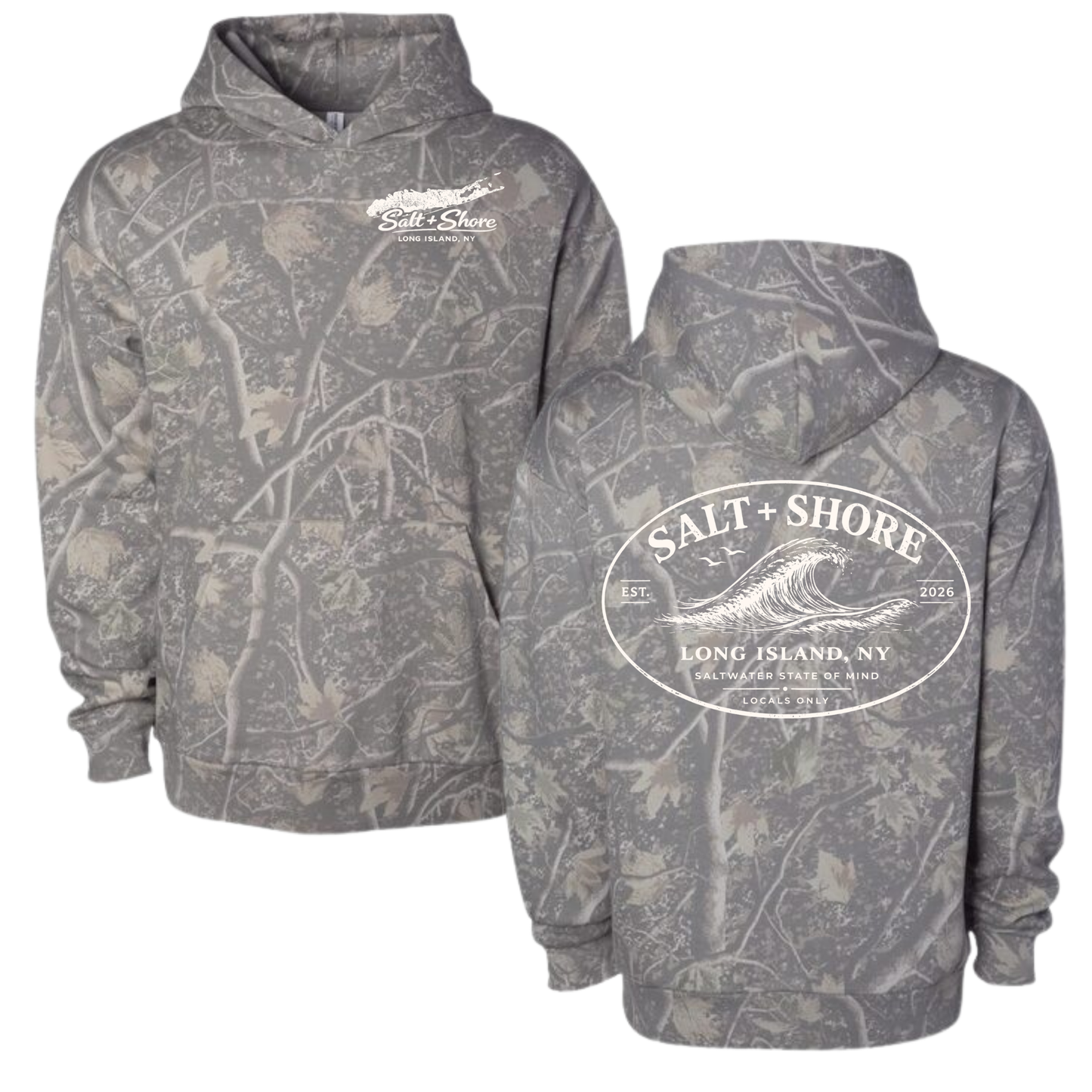 Driftwood Camo Wave - YOUTH Hoodie – Premium Garment-Dyed – Driftwood Camo | Salt + Shore