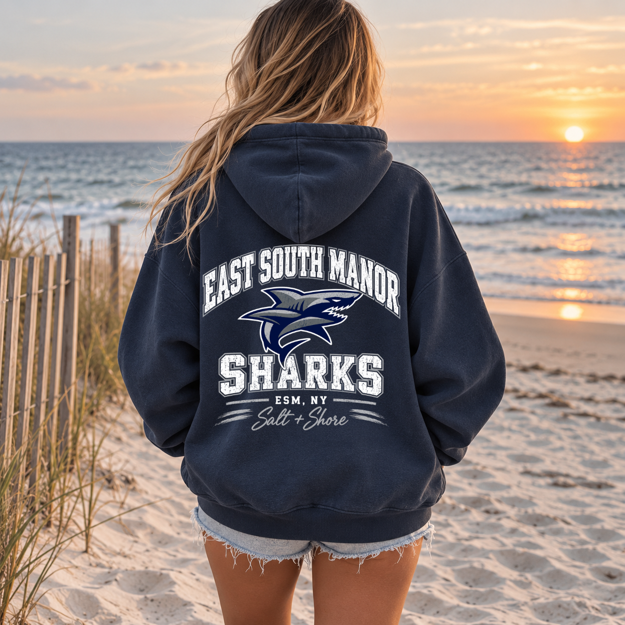 ESM Sharks Varsity - Premium Garment-Dyed – Washed Navy | ESM Sharks | Salt + Shore
