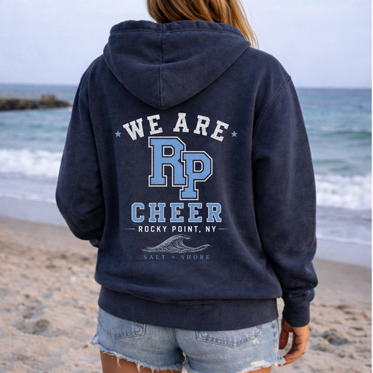 Rocky Point Cheer Zip Up Hoodie – Premium Garment-Dyed – Washed Navy | Rocky Point Cheer | Salt + Shore