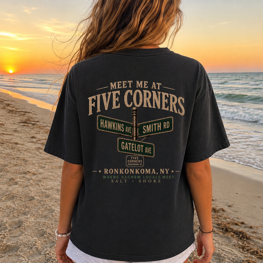 Meet Me at Five Corners – Premium Garment-Dyed – Washed Black | Sachem North Football | Salt + Shore
