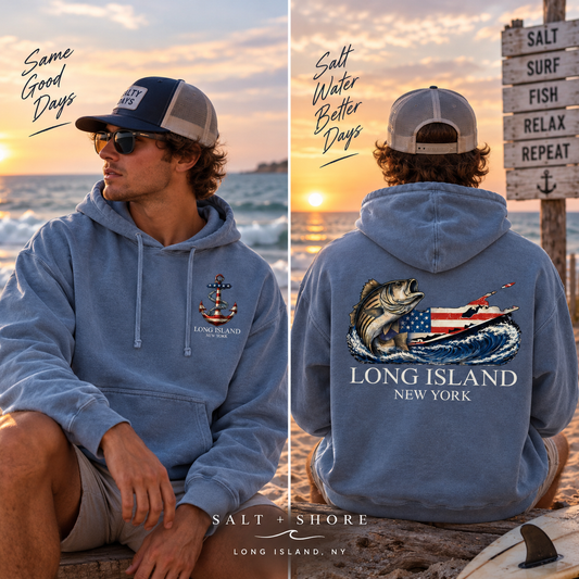 Long Island Striper – Premium Garment-Dyed – Washed Indigo | Salt + Shore