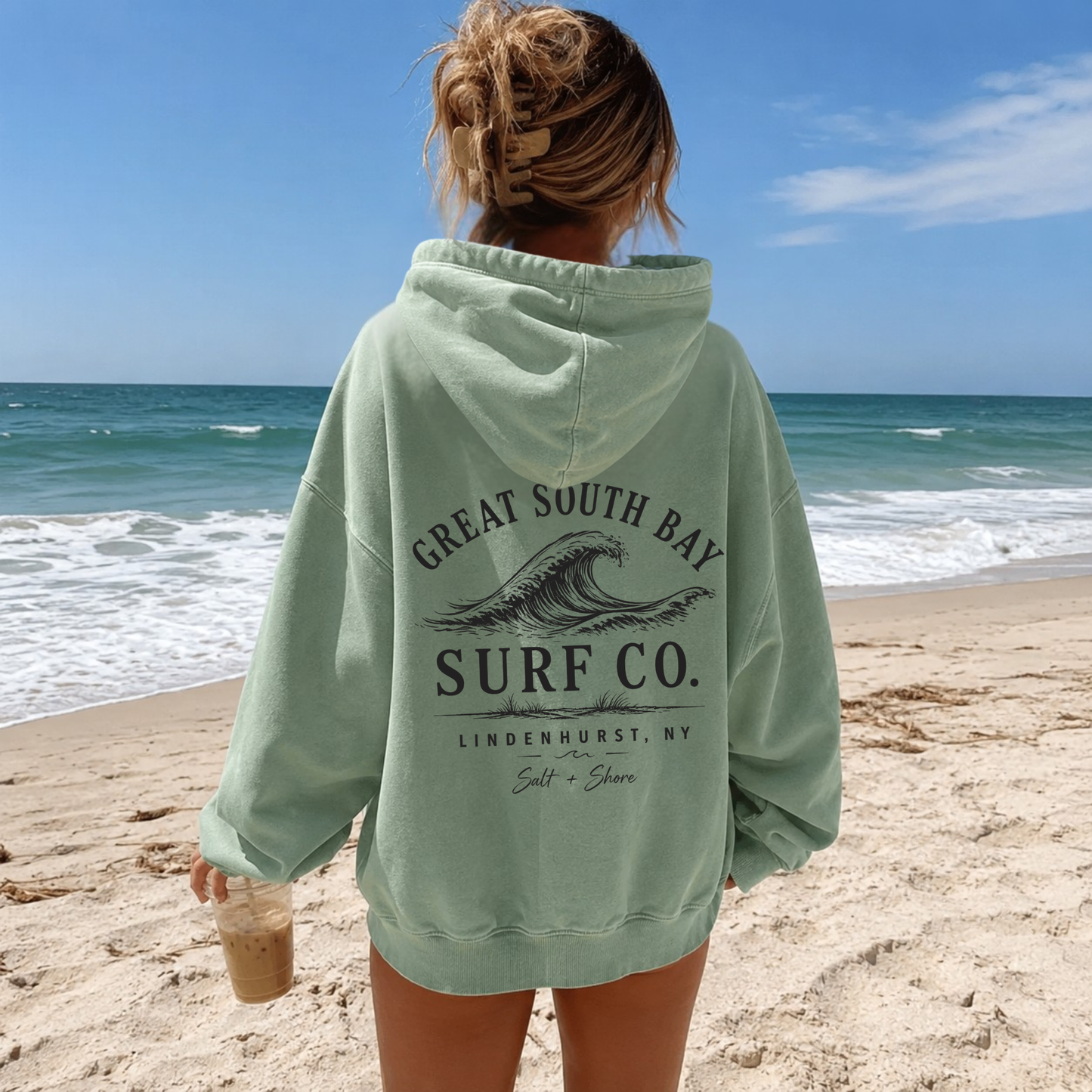 Great South Bay Surf Co. – Premium Garment-Dyed – Shore Mist | Lindenhurst Cheer | Salt + Shore