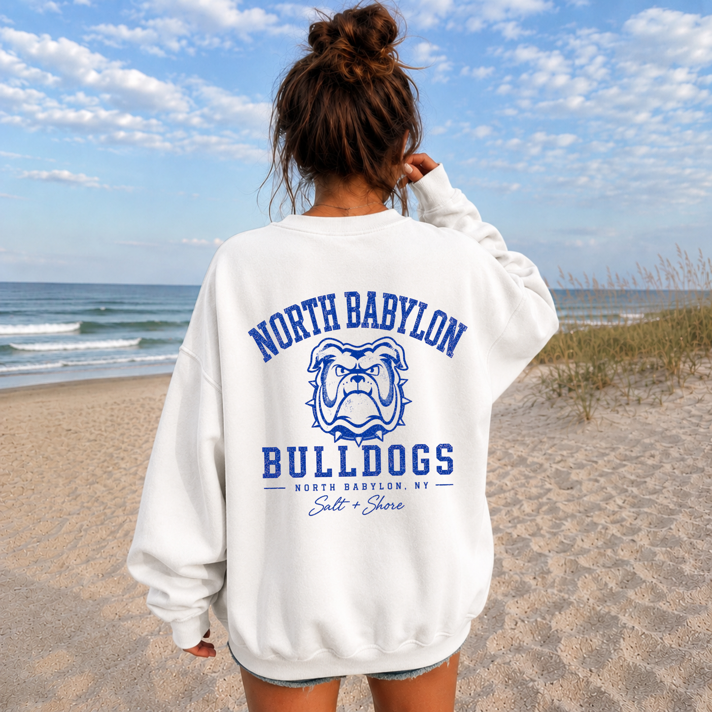 North Babylon Varsity – Premium Garment-Dyed – Washed White | North Babylon Cheer | Salt + Shore