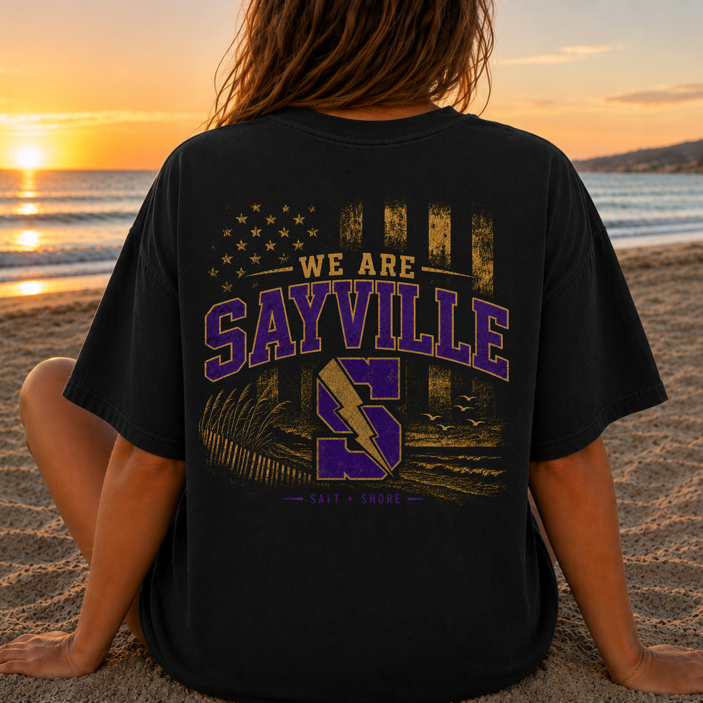We Are Sayville – Premium Garment-Dyed – Washed Black | Sayville Cheer | Salt + Shore