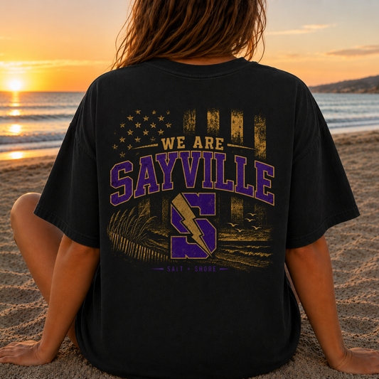 We Are Sayville – Premium Garment-Dyed – Washed Black | Sayville Cheer | Salt + Shore