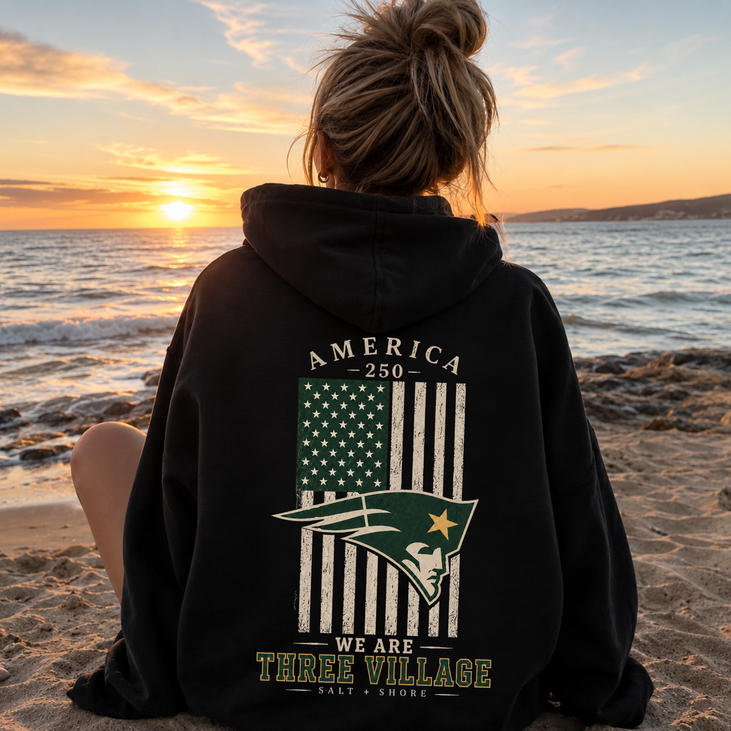 America 250: We Are Three Village – Classic Cotton – Black | Three Village | Salt + Shore