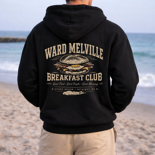 Ward Melville Breakfast Club Full Zip Up Hoodie – Premium Garment-Dyed – Washed Black | Ward Melville Cheer |Salt + Shore