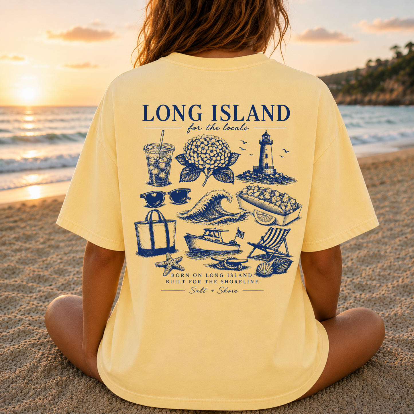 Long Island For The Locals – Premium Garment-Dyed – Sunwashed Butter | Salt + Shore