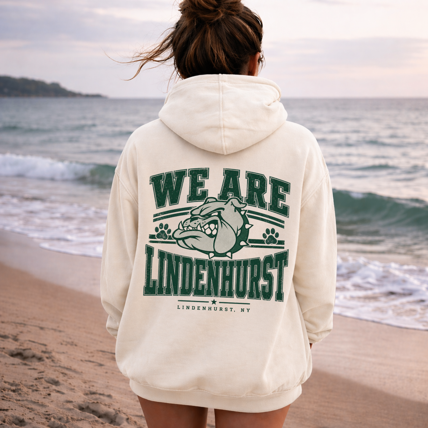 We Are Lindenhurst – Premium Garment-Dyed – Bone | Lindenhurst Cheer | Salt + Shore