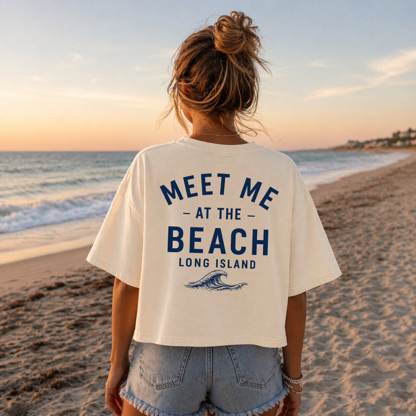 Meet Me at the Beach Varsity – Premium Garment-Dyed – Bone | Salt + Shore