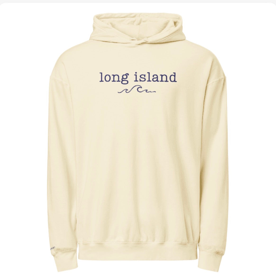 Embroidered Long Island Wave – Premium Garment-Dyed – Bone | Salt + Shore