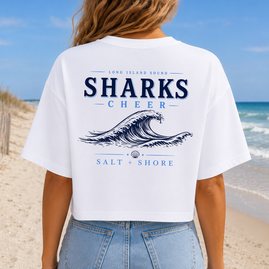 Sharks Cheer: Shoreline Classic – Premium Garment-Dyed – Washed White | Sharks Cheer | Salt + Shore