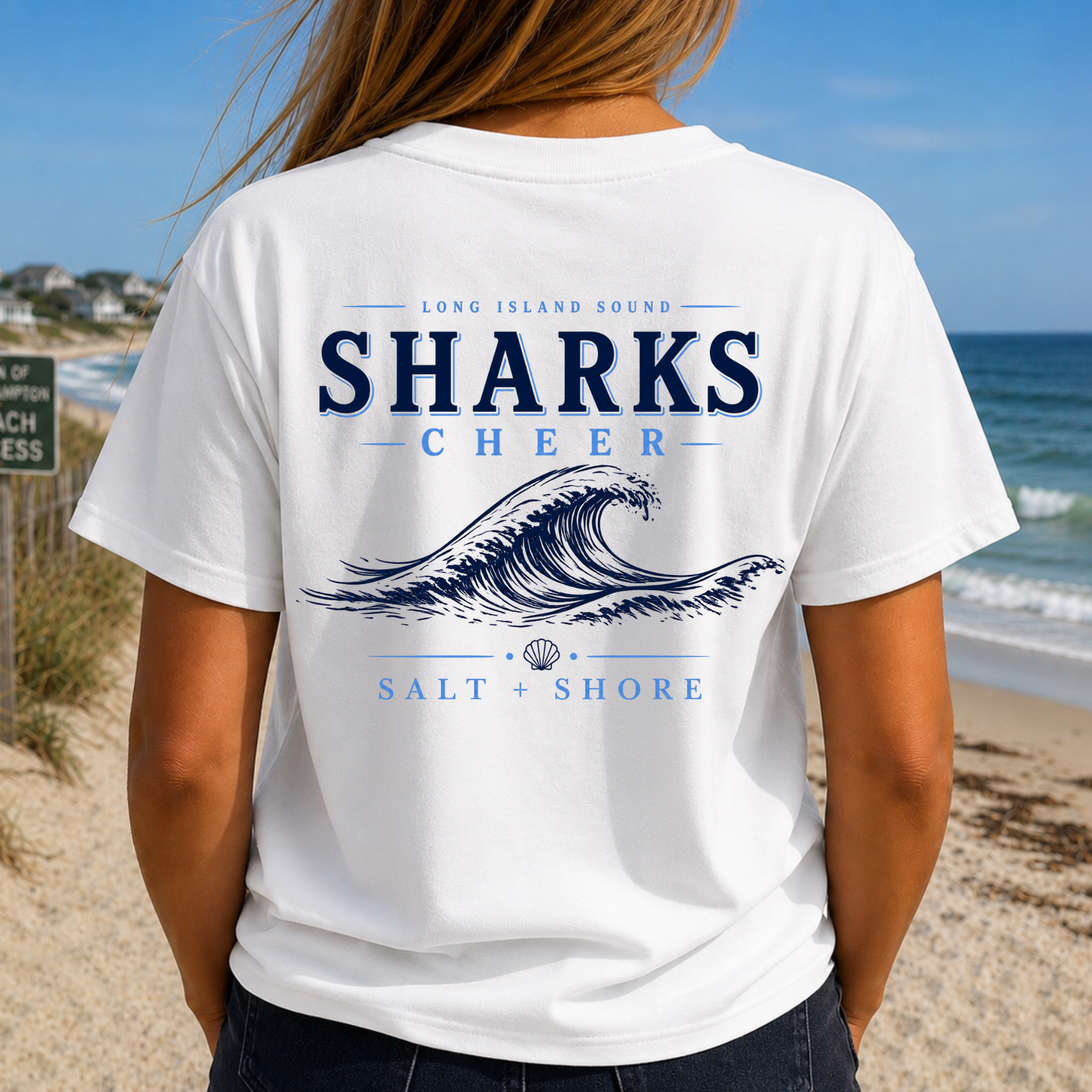 Sharks Cheer: Shoreline Classic – Classic Cotton – White | Sharks Cheer | Salt + Shore