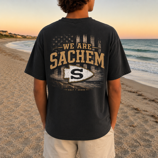 We Are Sachem – Premium Garment-Dyed – Washed Black | Sachem North Football | Salt + Shore