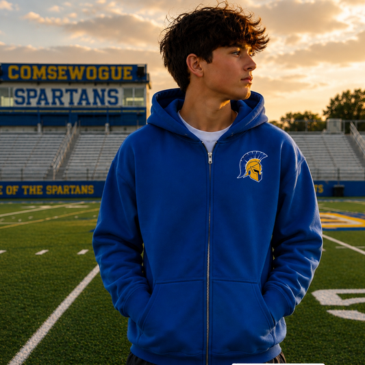Comsewogue Gridirion – Zip Up – Deep Water | Comsewogue Football | Salt + Shore